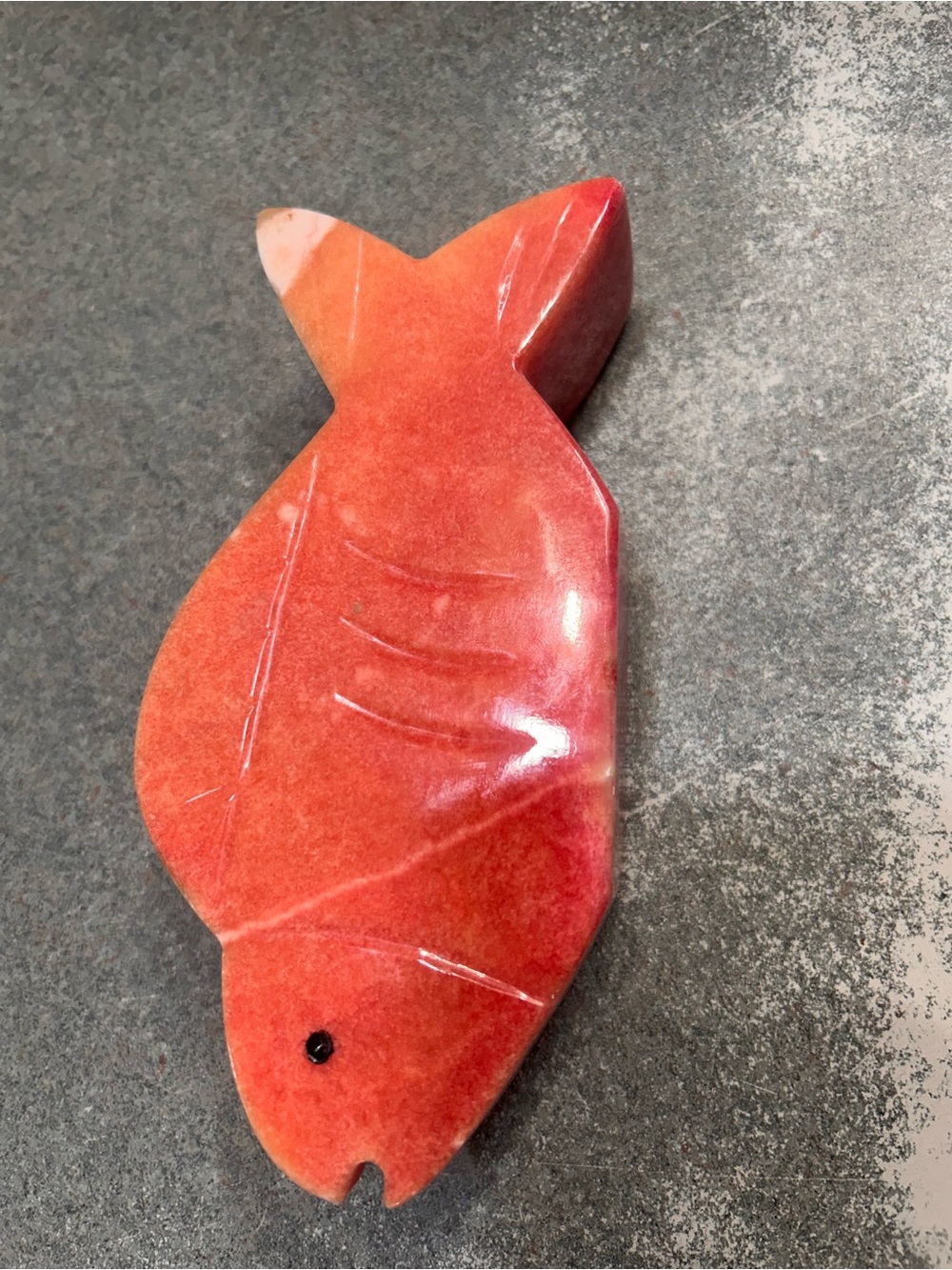 Vintage hand carved stone, fish nautical, decor, MCM decor